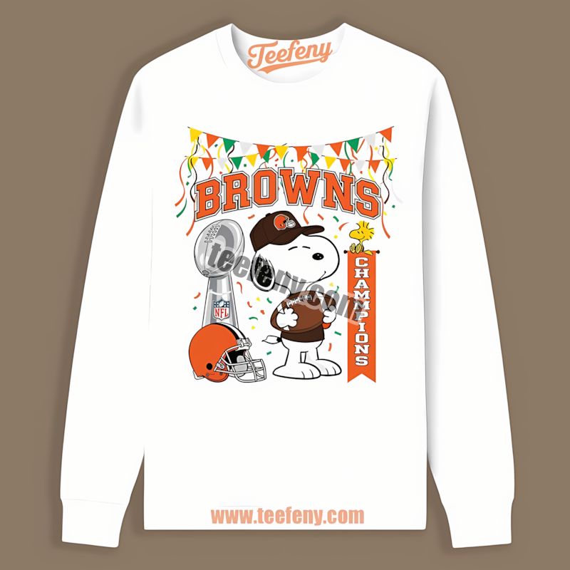 Cleveland Browns Champions Snoopy Celebration Classic Long Sleeve Cleveland Browns Champions Snoopy Celebration Classic Long Sleeve