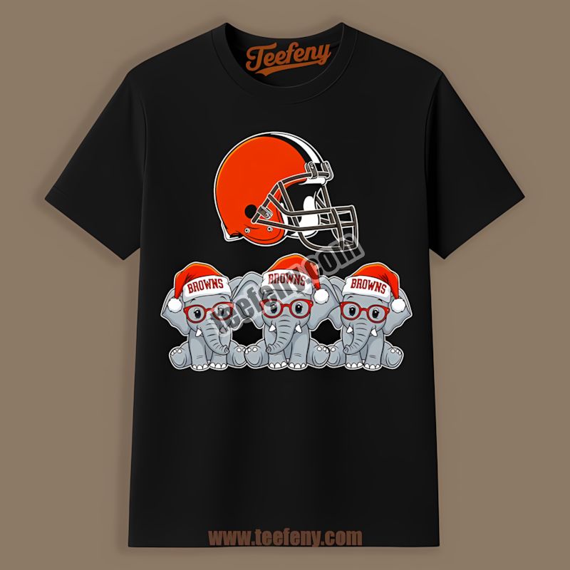 Cleveland Browns Christmas Elephants Graphic Holiday Shirt