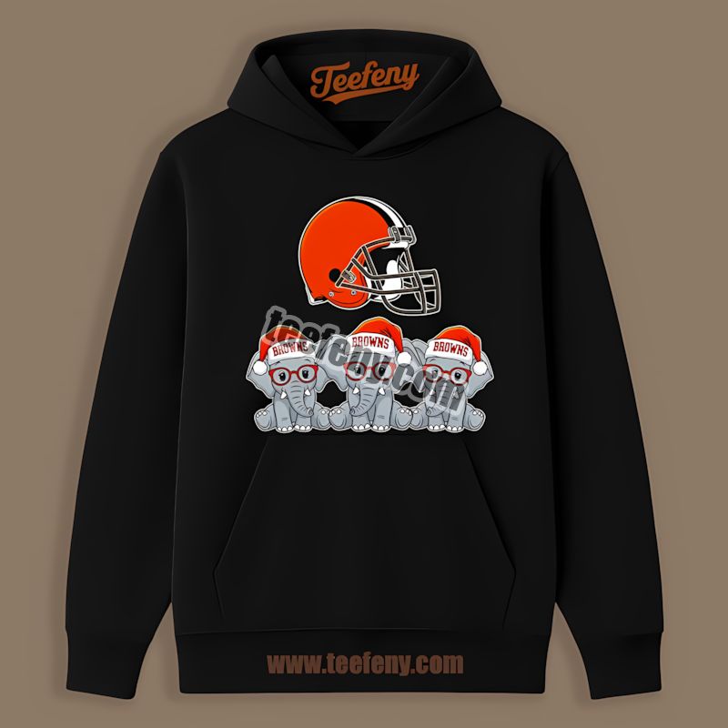 Cleveland Browns Christmas Elephants Graphic Holiday Hoodie Cleveland Browns Christmas Elephants Graphic Holiday Hoodie