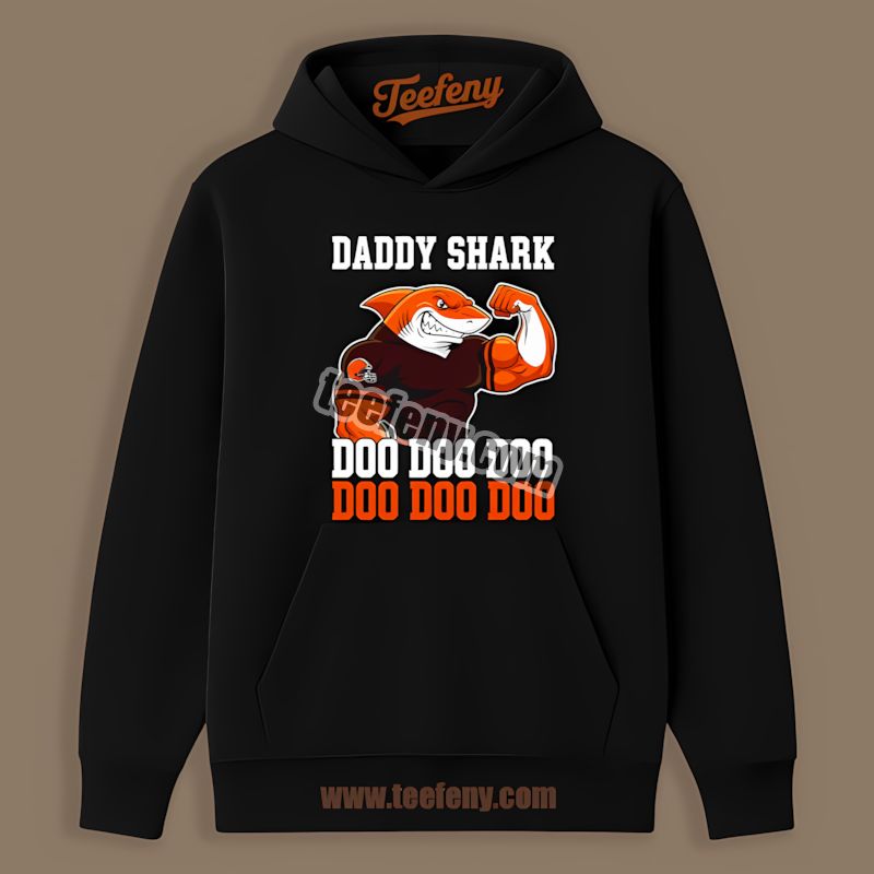 Cleveland Browns Daddy Shark Family Matching Retro Hoodie Cleveland Browns Daddy Shark Family Matching Retro Hoodie