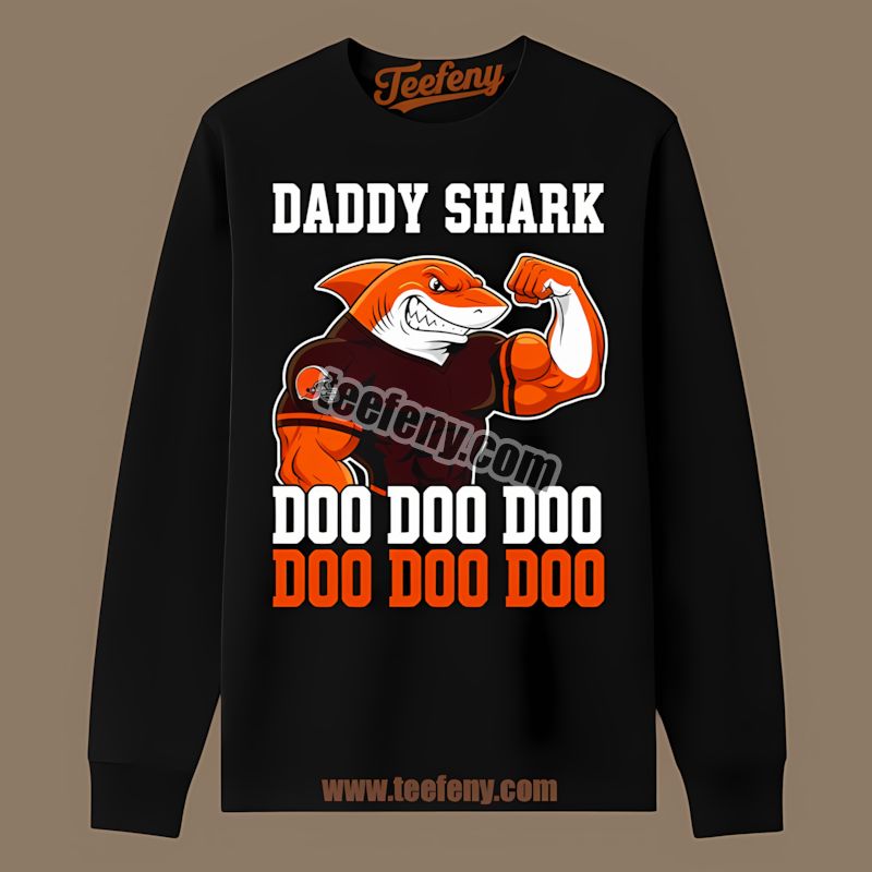 Cleveland Browns Daddy Shark Family Matching Retro Long Sleeve Cleveland Browns Daddy Shark Family Matching Retro Long Sleeve