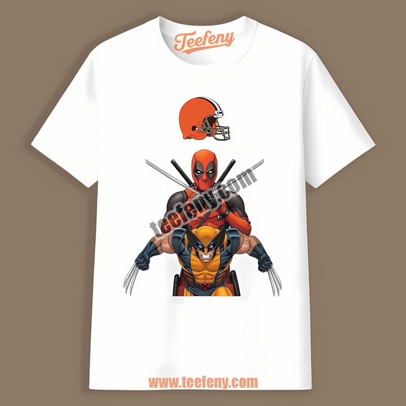 Cleveland Browns Deadpool Wolverine Superhero Color Shirt