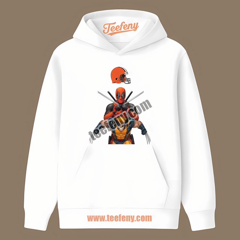 Cleveland Browns Deadpool Wolverine Superhero Color Hoodie Cleveland Browns Deadpool Wolverine Superhero Color Hoodie