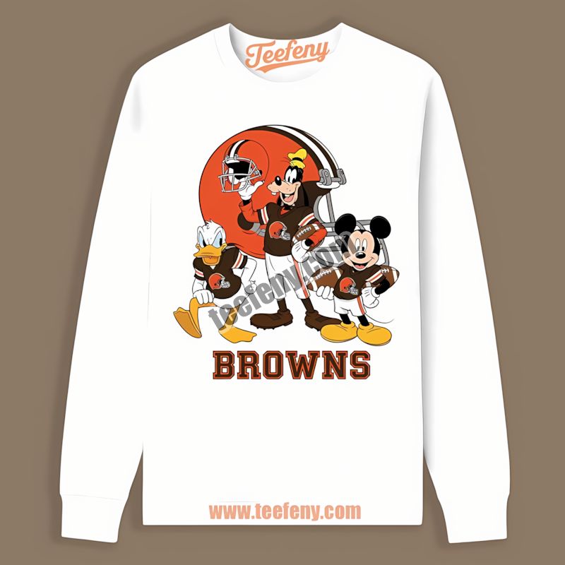 Cleveland Browns Disney Mickey Donald Goofy Unisex Long Sleeve Cleveland Browns Disney Mickey Donald Goofy Unisex Long Sleeve