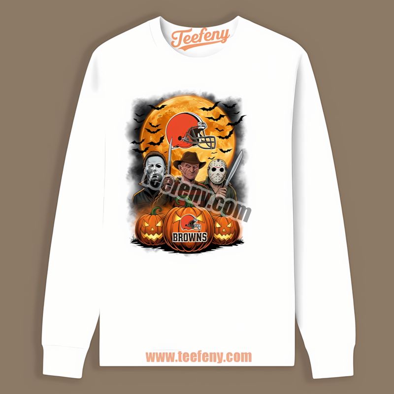 Cleveland Browns Halloween Jason Freddy Michael Classic Long Sleeve Cleveland Browns Halloween Jason Freddy Michael Classic Long Sleeve
