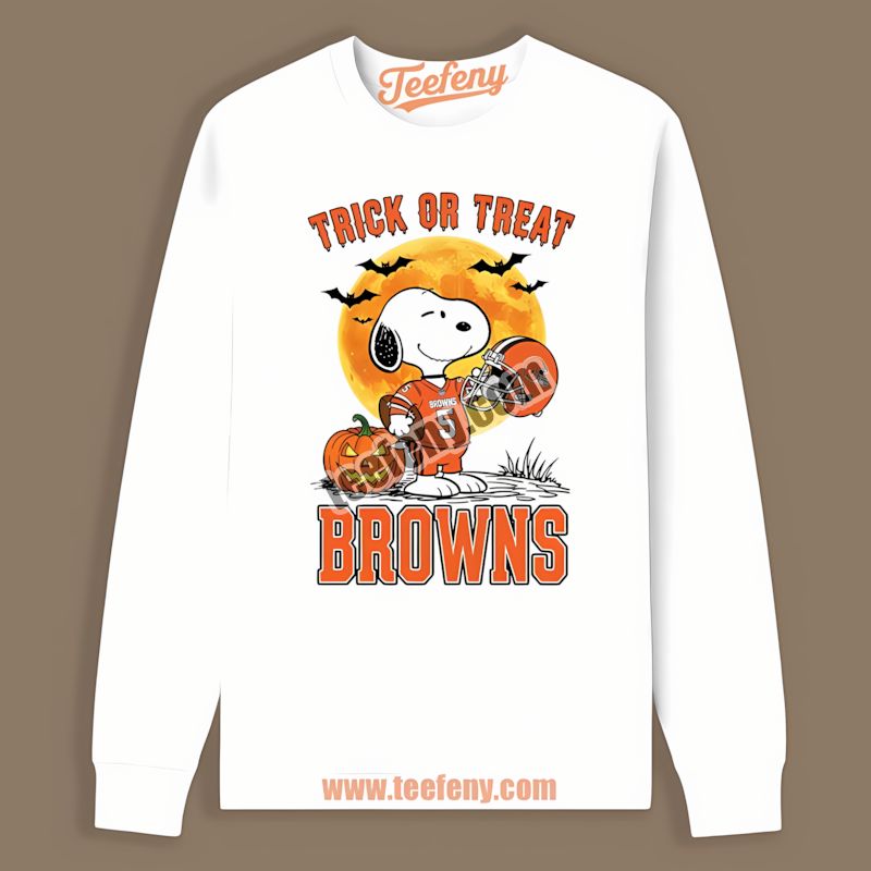 Cleveland Browns Halloween Snoopy Trick Or Treat Long Sleeve Cleveland Browns Halloween Snoopy Trick Or Treat Long Sleeve