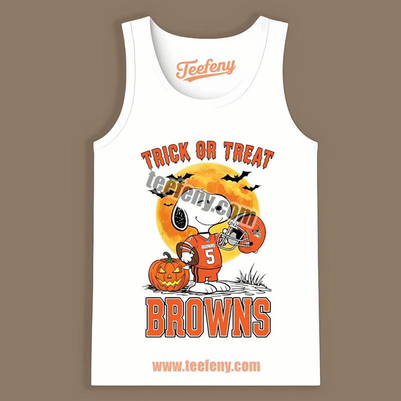 Cleveland Browns Halloween Snoopy Trick Or Treat Tanktop Cleveland Browns Halloween Snoopy Trick Or Treat Tanktop