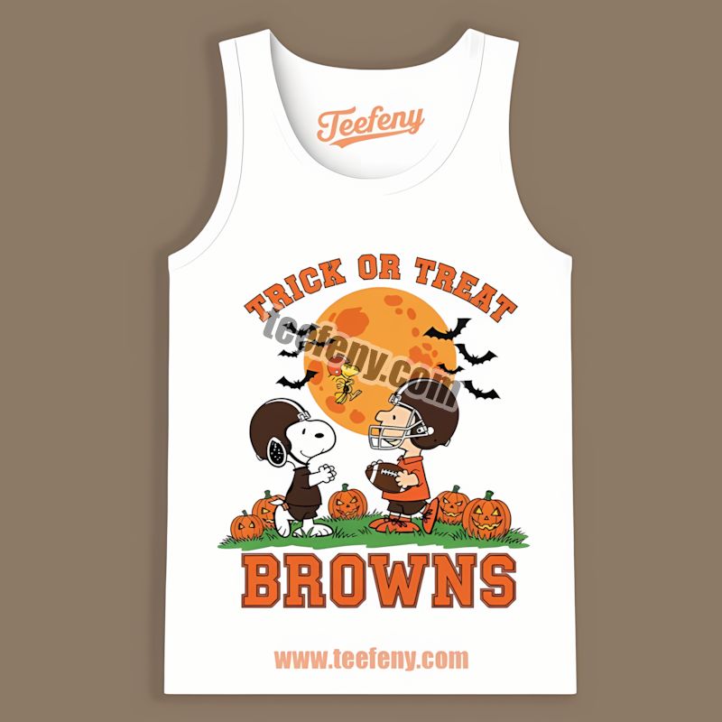 Cleveland Browns Halloween Trick Or Treat Peanuts Tanktop Cleveland Browns Halloween Trick Or Treat Peanuts Tanktop
