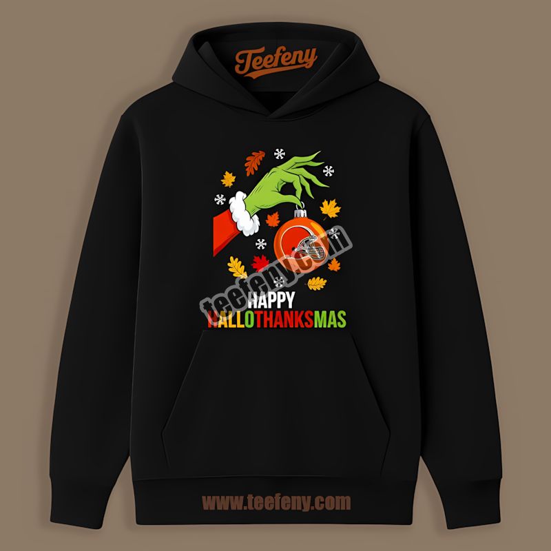 Cleveland Browns Happy Hallothanksmas Holiday Regular Hoodie Cleveland Browns Happy Hallothanksmas Holiday Regular Hoodie