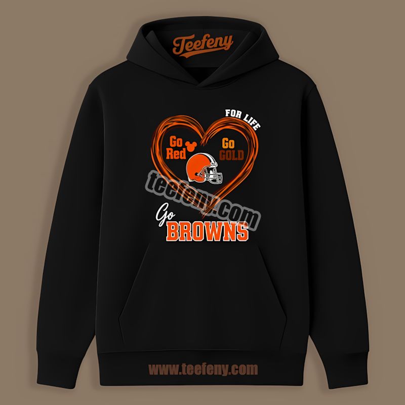 Cleveland Browns Heart Go Red Gold Awareness Unisex Hoodie Cleveland Browns Heart Go Red Gold Awareness Unisex Hoodie