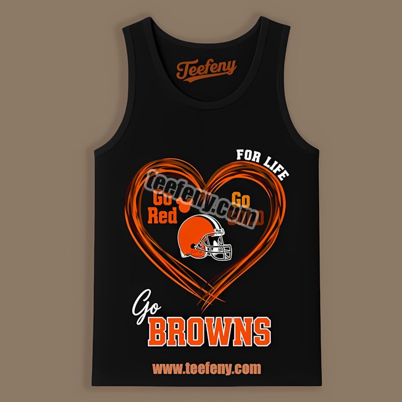 Cleveland Browns Heart Go Red Gold Awareness Unisex Tanktop Cleveland Browns Heart Go Red Gold Awareness Unisex Tanktop