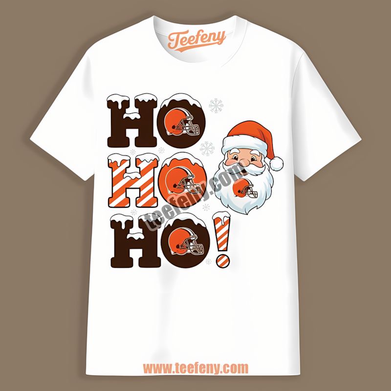 Cleveland Browns Ho Ho Ho Santa Christmas Color Shirt