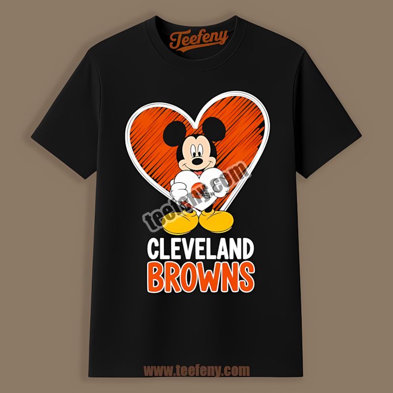 Cleveland Browns Mickey Heart Cotton Shirt