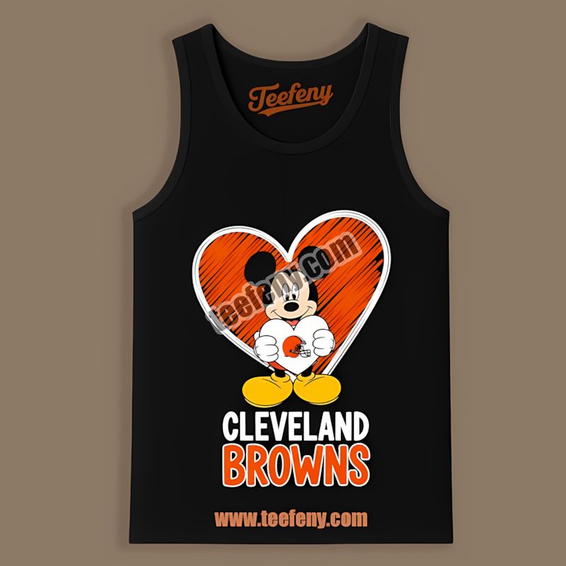 Cleveland Browns Mickey Heart Cotton Tanktop Cleveland Browns Mickey Heart Cotton Tanktop