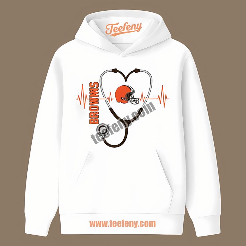 Cleveland Browns Nurse Heartbeat Graphic Unisex Hoodie Cleveland Browns Nurse Heartbeat Graphic Unisex Hoodie