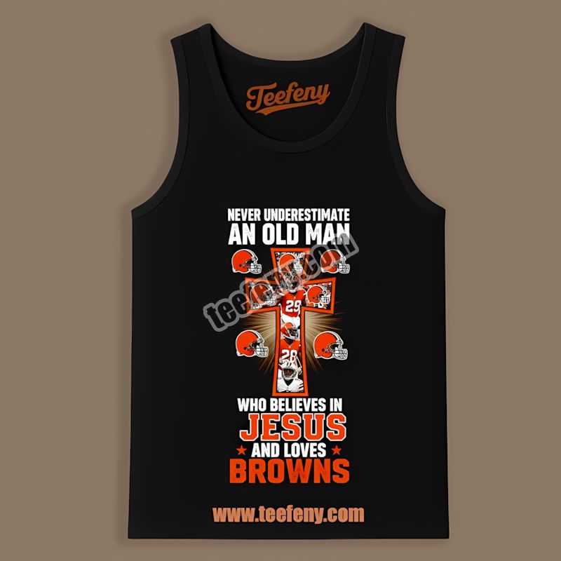 Cleveland Browns Old Man Jesus Believer Classic Tanktop Cleveland Browns Old Man Jesus Believer Classic Tanktop