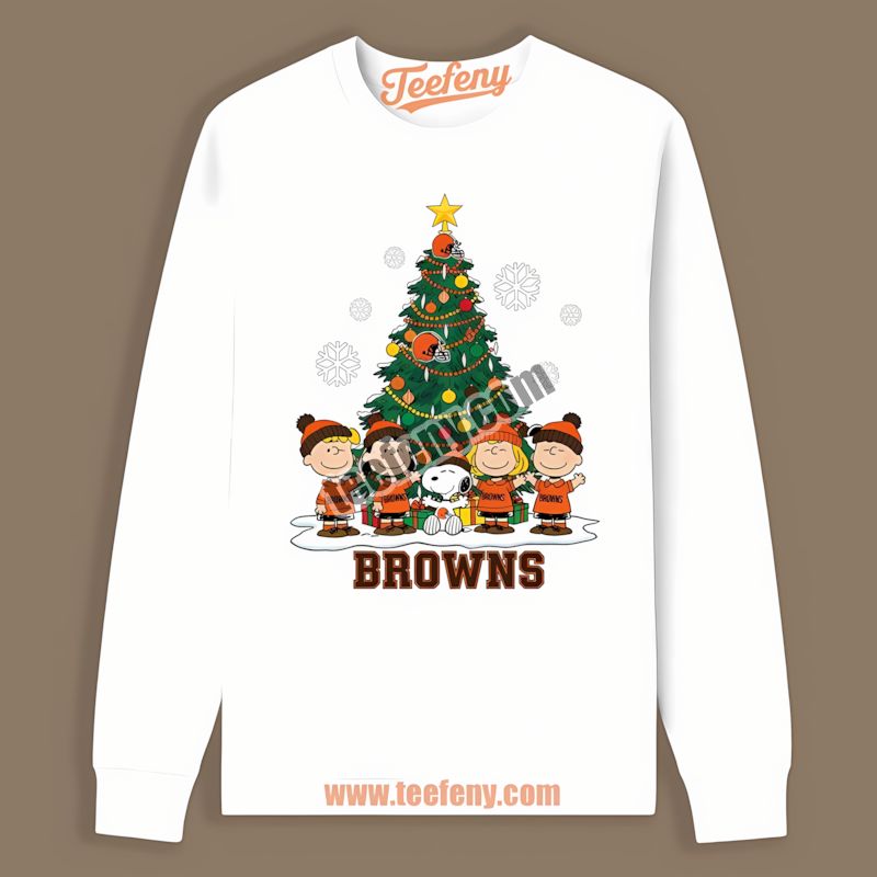 Cleveland Browns Peanuts Christmas Holiday Graphic Long Sleeve Cleveland Browns Peanuts Christmas Holiday Graphic Long Sleeve