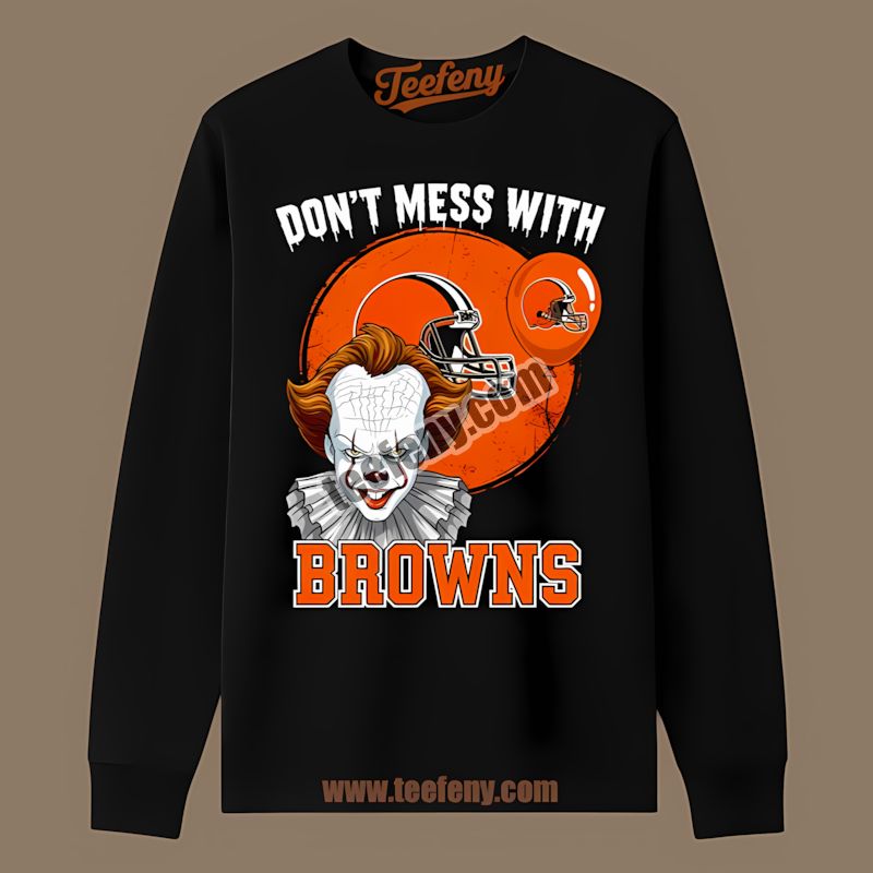 Cleveland Browns Pennywise Halloween Horror Color Long Sleeve Cleveland Browns Pennywise Halloween Horror Color Long Sleeve