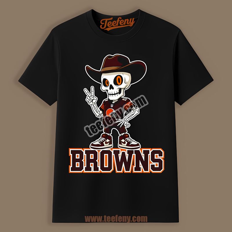 Cleveland Browns Skeleton Cowboy Western Graphic Shirt