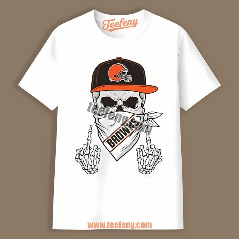Cleveland Browns Skull Bandana Rebel Graphic Shirt