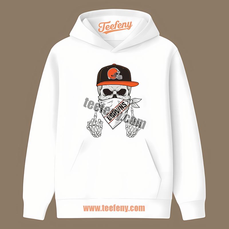 Cleveland Browns Skull Bandana Rebel Graphic Hoodie Cleveland Browns Skull Bandana Rebel Graphic Hoodie