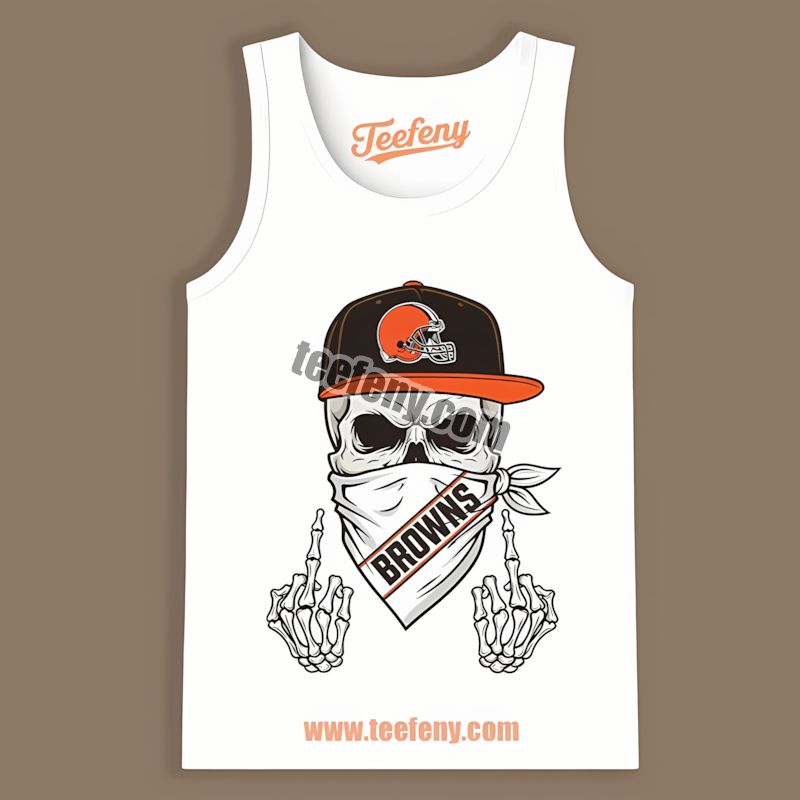 Cleveland Browns Skull Bandana Rebel Graphic Tanktop Cleveland Browns Skull Bandana Rebel Graphic Tanktop