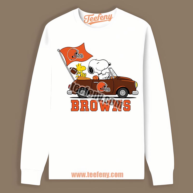 Cleveland Browns Snoopy Driving Car Trendy Long Sleeve Cleveland Browns Snoopy Driving Car Trendy Long Sleeve