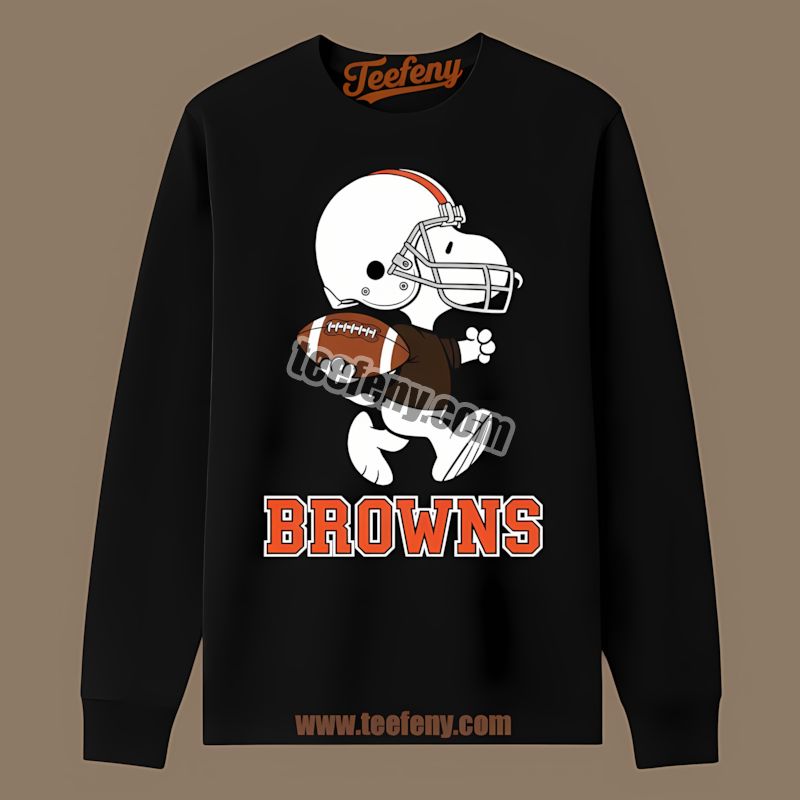 Cleveland Browns Snoopy Running Football Trendy Long Sleeve Cleveland Browns Snoopy Running Football Trendy Long Sleeve