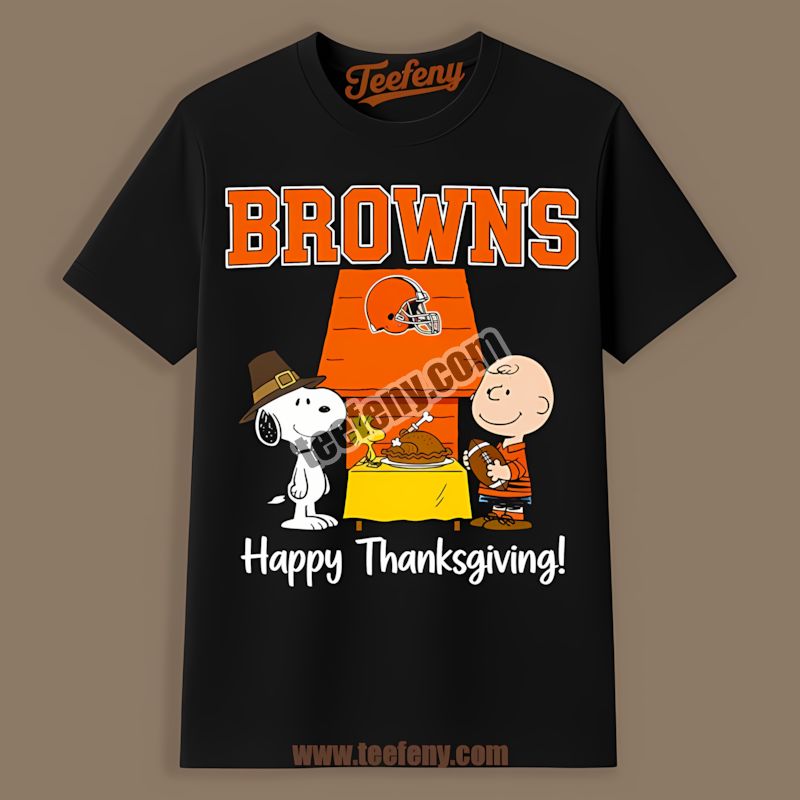 Cleveland Browns Snoopy Thanksgiving Graphic Holiday Shirt