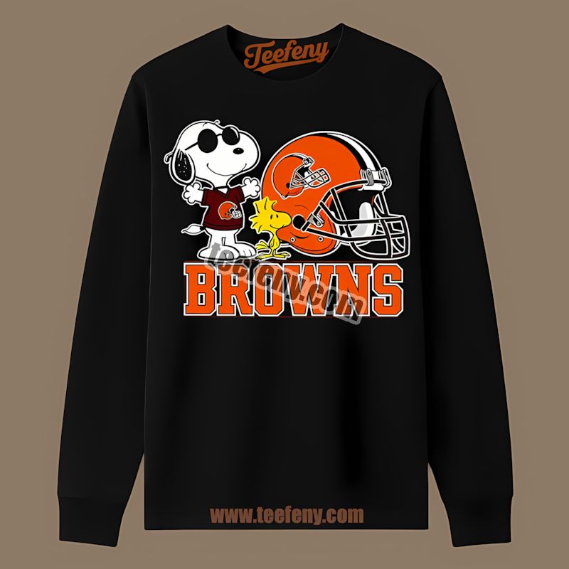 Cleveland Browns Snoopy Woodstock Helmet Adults Long Sleeve Cleveland Browns Snoopy Woodstock Helmet Adults Long Sleeve