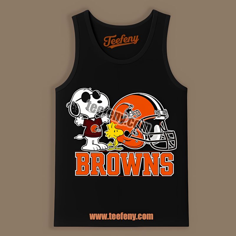 Cleveland Browns Snoopy Woodstock Helmet Adults Tanktop Cleveland Browns Snoopy Woodstock Helmet Adults Tanktop