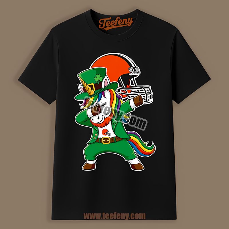 Cleveland Browns St Patricks Dabbing Unicorn Shirt