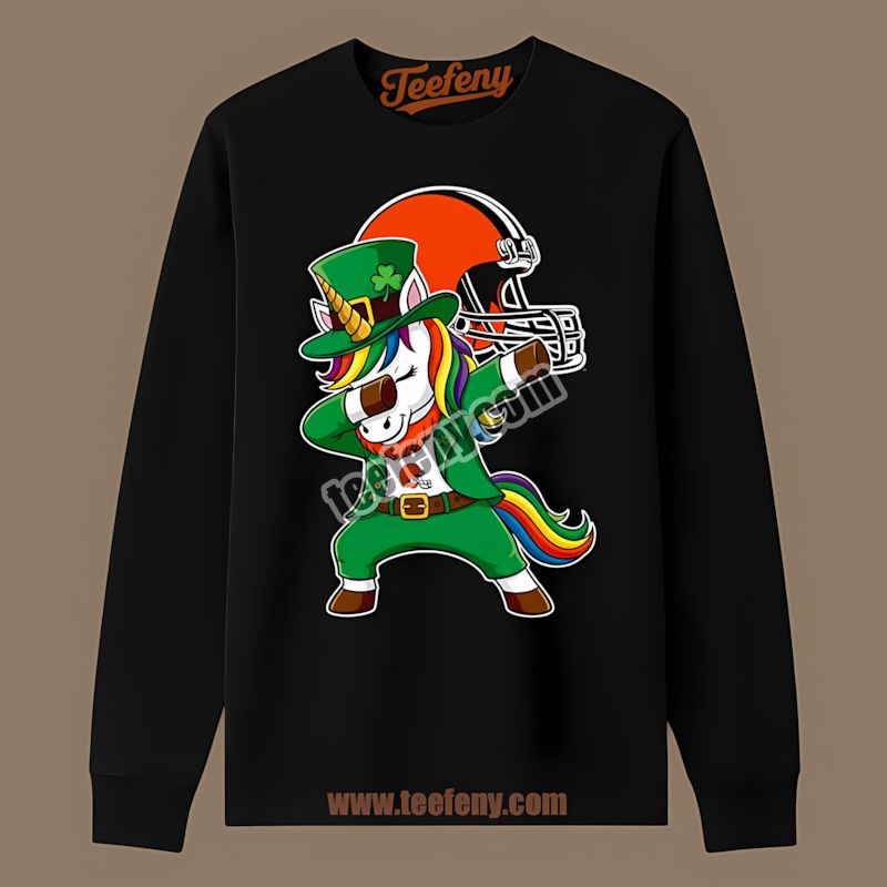 Cleveland Browns St Patricks Dabbing Unicorn Long Sleeve Cleveland Browns St Patricks Dabbing Unicorn Long Sleeve
