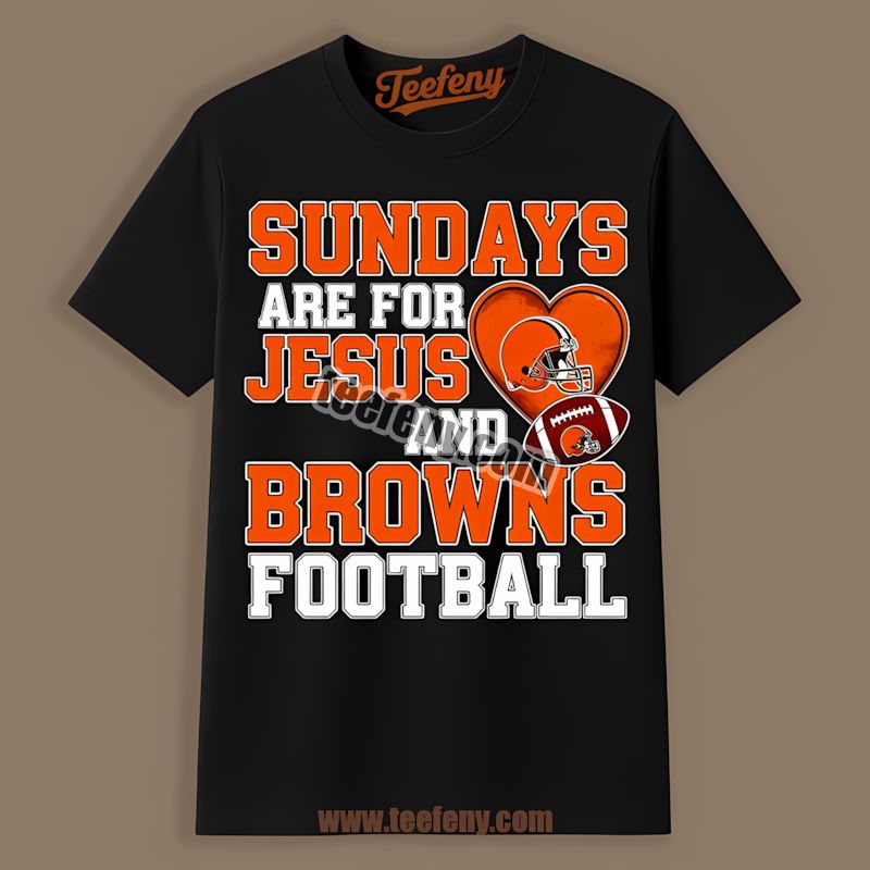 Cleveland Browns Sundays Jesus Football Graphic Shirt