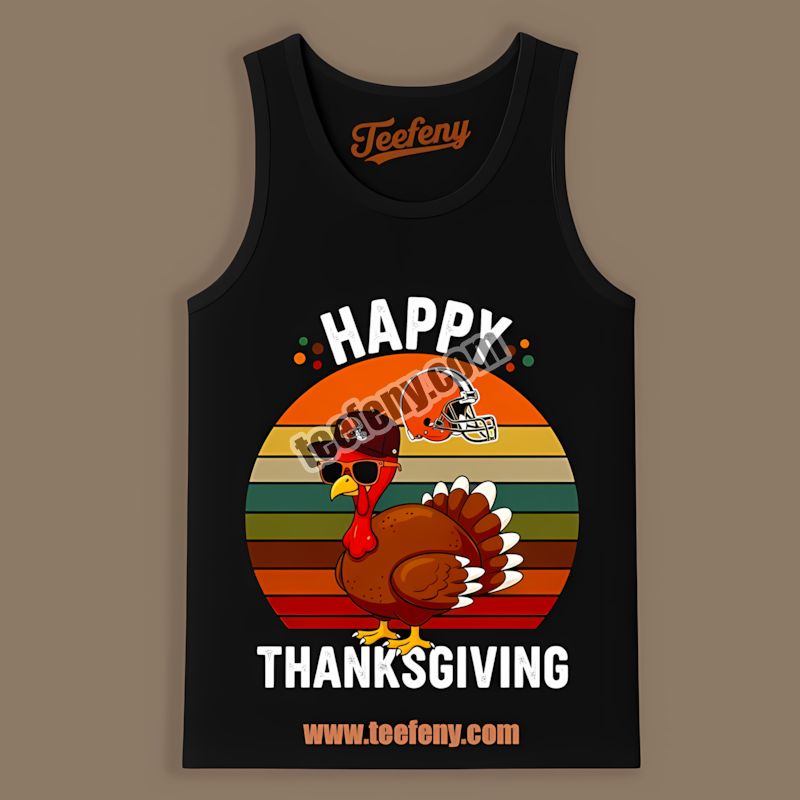 Cleveland Browns Thanksgiving Turkey Graphic Color Tanktop Cleveland Browns Thanksgiving Turkey Graphic Color Tanktop