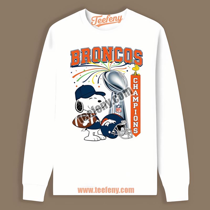 Denver Broncos Champions Snoopy Celebration Long Sleeve Denver Broncos Champions Snoopy Celebration Long Sleeve