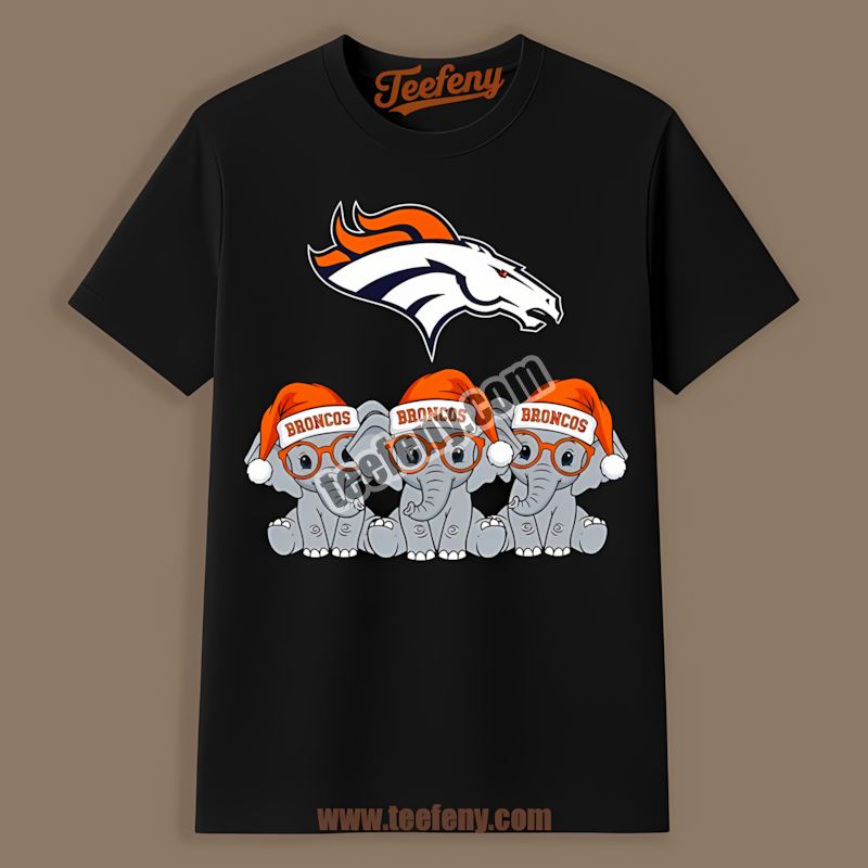 Denver Broncos Christmas Elephants Color Shirt