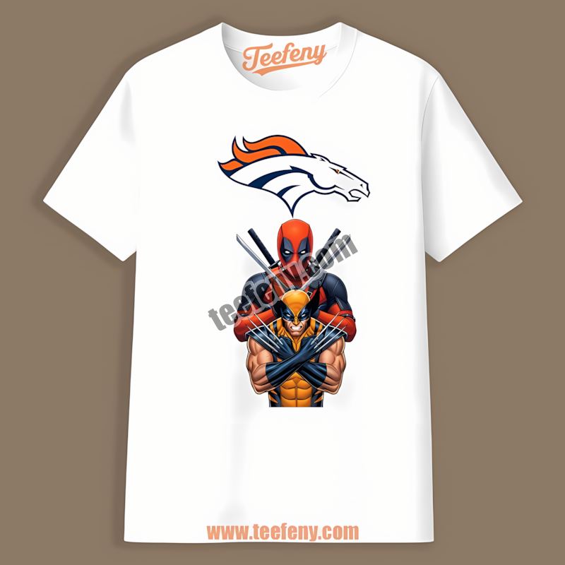 Denver Broncos Deadpool Wolverine Crossover Shirt