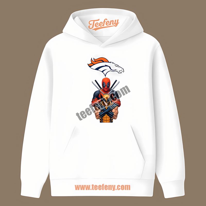 Denver Broncos Deadpool Wolverine Crossover Hoodie Denver Broncos Deadpool Wolverine Crossover Hoodie