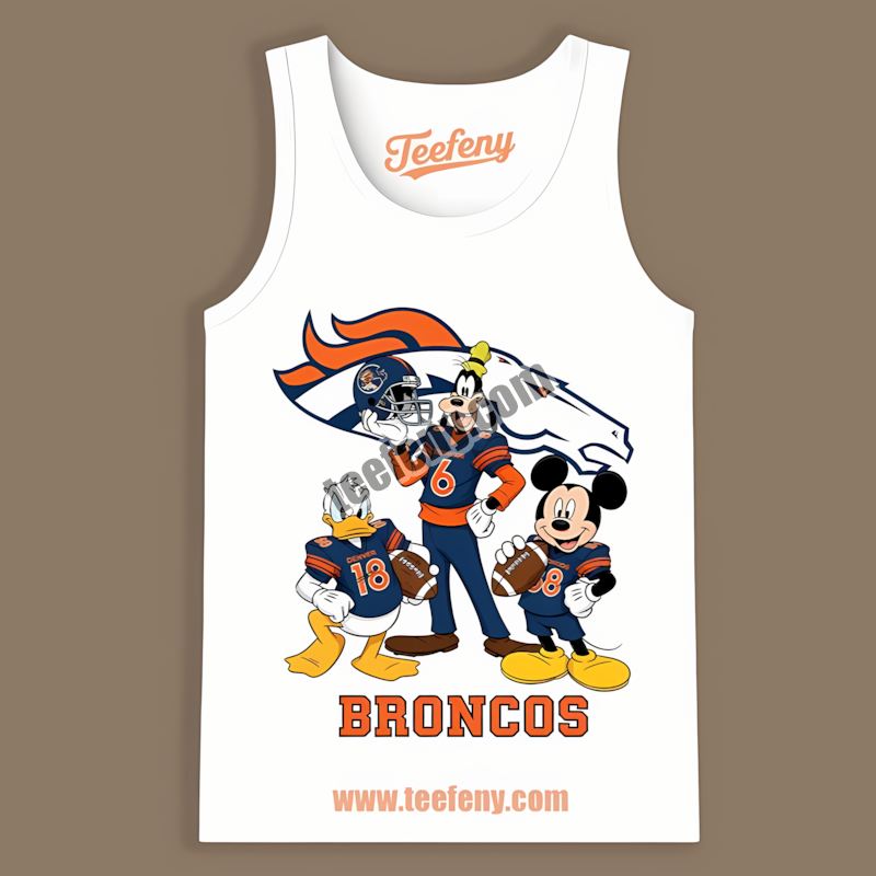 Denver Broncos Disney Mickey Donald Goofy Tanktop Denver Broncos Disney Mickey Donald Goofy Tanktop