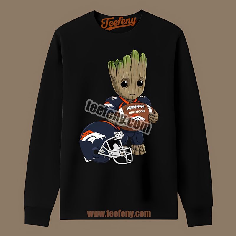 Denver Broncos Groot Football Unisex Long Sleeve Denver Broncos Groot Football Unisex Long Sleeve