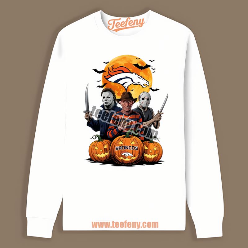 Denver Broncos Halloween Jason Freddy Krueger Long Sleeve Denver Broncos Halloween Jason Freddy Krueger Long Sleeve