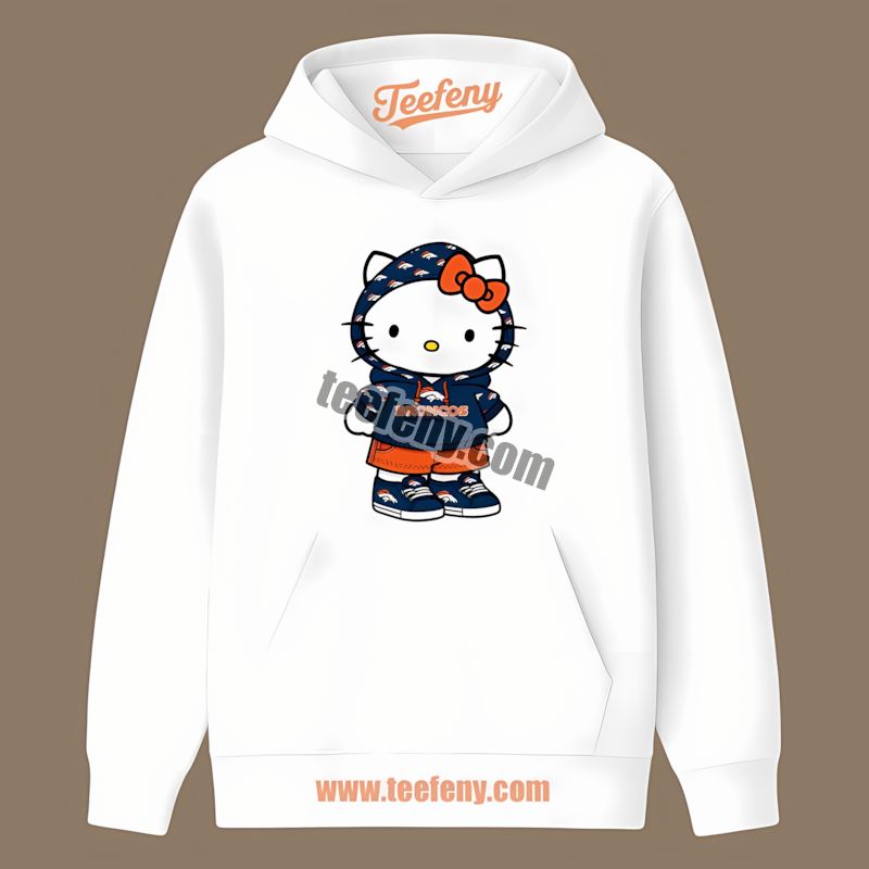 Denver Broncos Hello Kitty Retro Hoodie Denver Broncos Hello Kitty Retro Hoodie