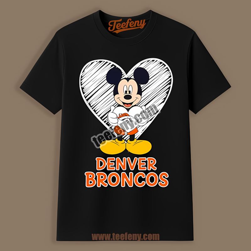 Denver Broncos Mickey Heart Sports Shirt