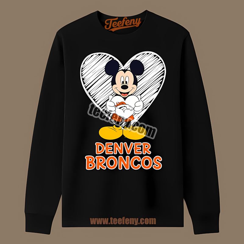 Denver Broncos Mickey Heart Sports Long Sleeve Denver Broncos Mickey Heart Sports Long Sleeve