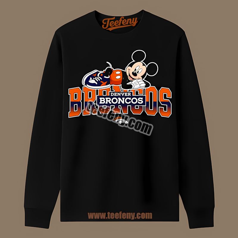 Denver Broncos Mickey Relaxed Style Vintage Long Sleeve Denver Broncos Mickey Relaxed Style Vintage Long Sleeve