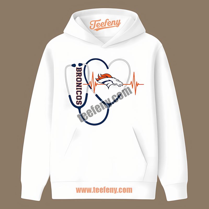 Denver Broncos Nurse Heartbeat Retro Hoodie Denver Broncos Nurse Heartbeat Retro Hoodie