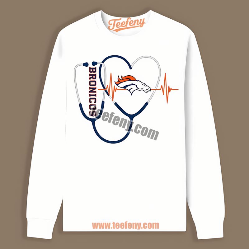 Denver Broncos Nurse Heartbeat Retro Long Sleeve Denver Broncos Nurse Heartbeat Retro Long Sleeve