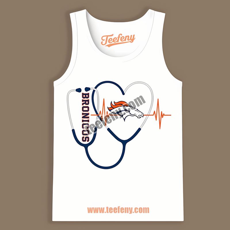 Denver Broncos Nurse Heartbeat Retro Tanktop Denver Broncos Nurse Heartbeat Retro Tanktop
