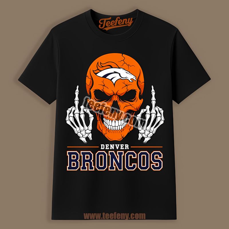 Denver Broncos Skull Middle Finger Classic Shirt